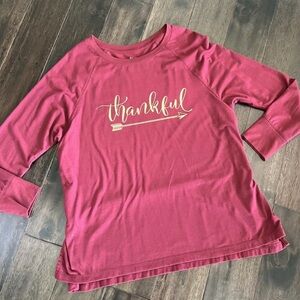 State of Mine Women’s Long Sleeve Burgundy THANKFUL Logo Shirt M medium